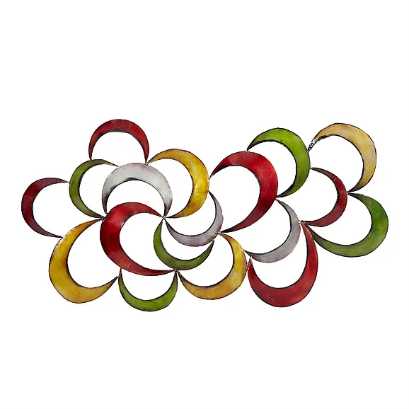 UMA Multi Colored Metal Abstract Scalloped Home Wall Decor, 35" x 1" x 20" | 64252