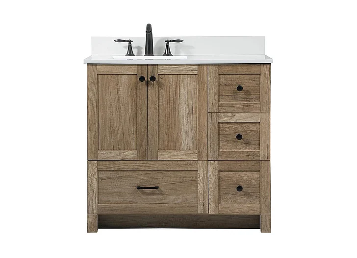 Elegant 36 In. Single Bathroom Vanity in Natural Oak with Backsplash VF2836NT-BS