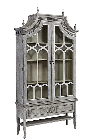 Furniture Classics Reims Cathedral Arched Cabinet in Grey and White 40-87-1