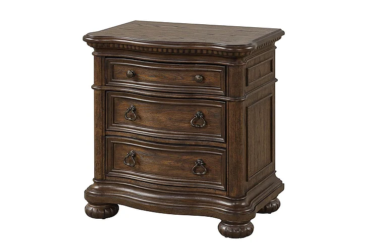 Emma Mason Signature Riverbend 3-Drawer Nightstand with Wooden Top in Warm Mahogany