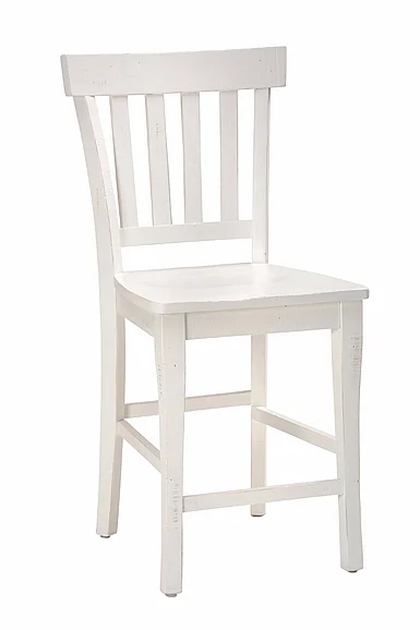 Jofran Madaket Reclaimed Pine Slat Back Bar Stool in White (Set of 2)