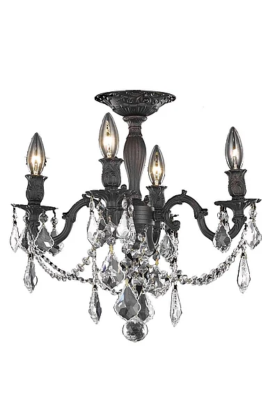 Elegant Rosalia 4 Light Dark Bronze Flush Mount Clear Royal Cut Crystal 9204F17DB/RC