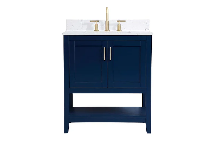 Elegant 30 In. Single Bathroom Vanity in Blue with Backsplash VF16030BL-BS