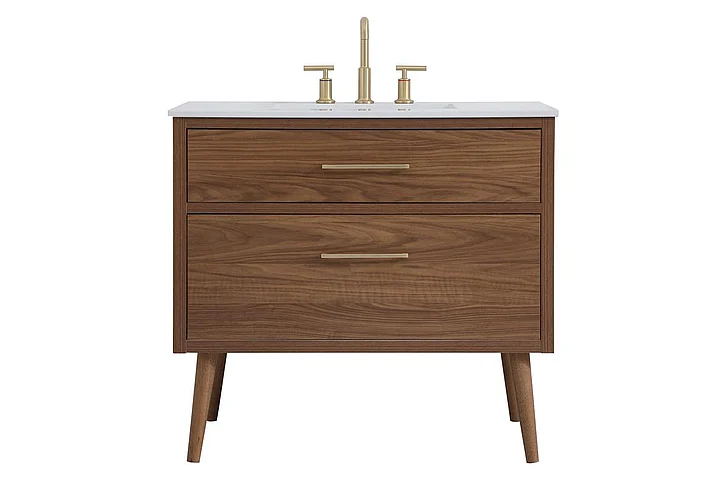 Elegant 36 In. Bathroom Vanity in Walnut Brown VF41036WB