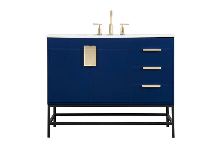 Elegant 42 In. Single Bathroom Vanity in Blue VF48842MBL CLOSEOUT