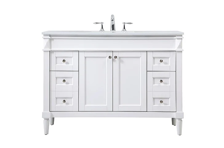 Elegant 48 In. Single Bathroom Vanity in White VF31848WH