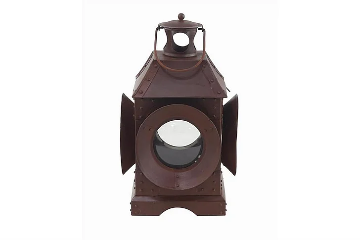 UMA Industrial Brown Metal Lantern, 10" x 18" | 65045