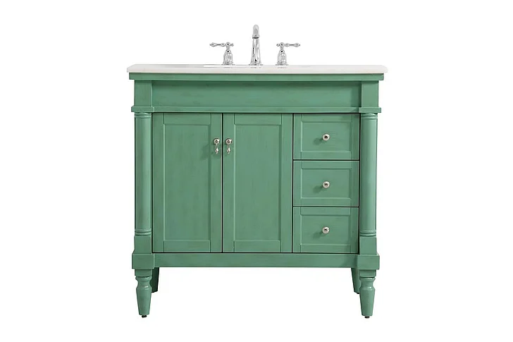 Elegant 36 In. Single Bathroom Vanity in Vintage Mint VF13036VM