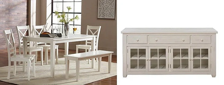 Jofran Simplicity 7pc Dining Table Set in Paperwhite
