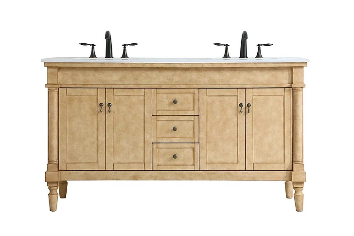 Elegant 60 In. Double Bathroom Vanity in Antique Beige VF13060DAB