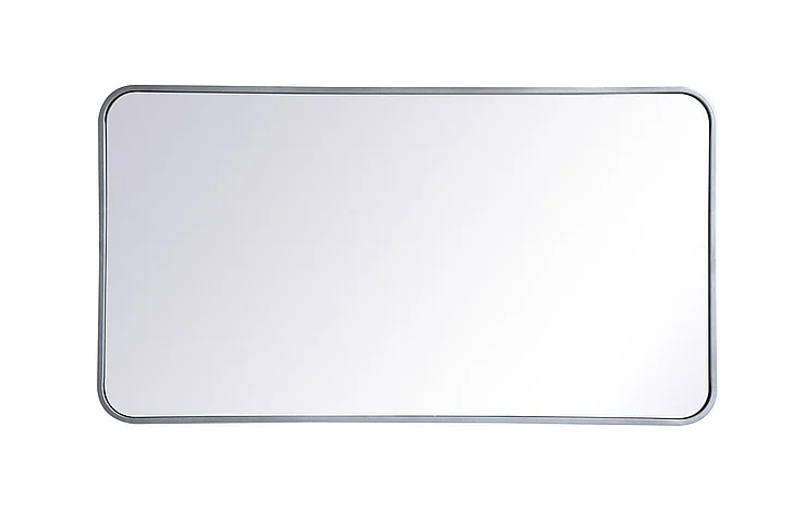 Elegant Soft Corner Metal Rectangular Mirror 22X40 In. in Silver MR802240S