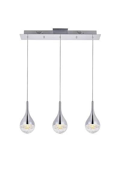 Elegant Amherst Collection Led 3-Light Chandelier 24In x 4In x 9In Chrome Finish 3803D24C