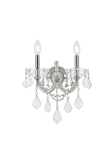 Elegant Maria Theresa 2 Light Chrome Wall Sconce Clear Royal Cut Crystal 2800W2C/RC