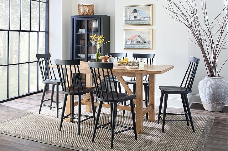 Legacy Classic Trisha Yearwood TY656/TY657 Todays Traditions 7-Piece Counter Height Dining Room Set in Natural Hickory and Blacksmith