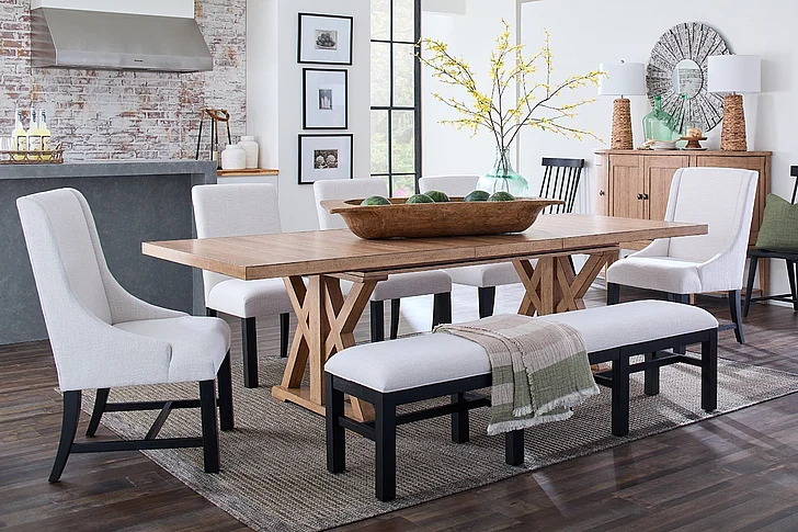 Legacy Classic Trisha Yearwood TY656/TY657 Todays Traditions 8-Piece Casual Dining Room Set in Natural Hickory and Blacksmith