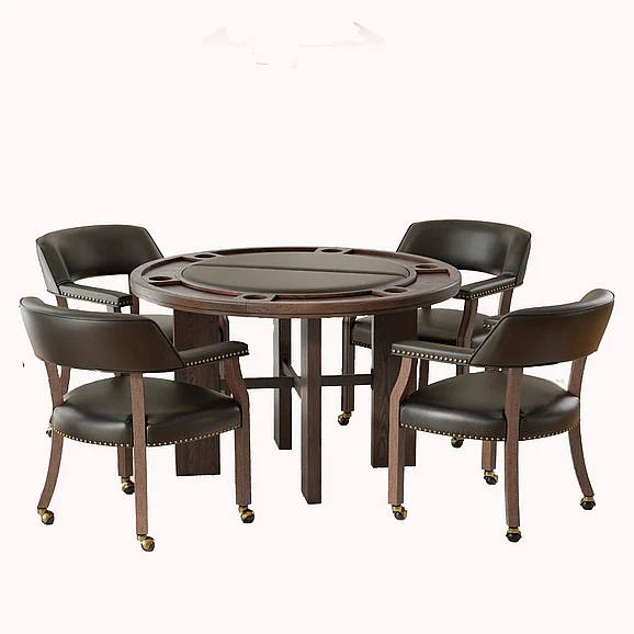Comfort Pointe Georgio Dining and Game 5Pc Set with Black Faux Leather 6575-048-50-5PC