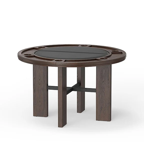 Comfort Pointe Georgio Dining and Game Table in Walnut Finish with Black Faux Leather Insert 6575-048-50