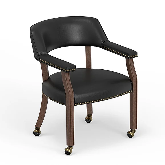 Comfort Pointe Georgio Dining and Game Chair in Walnut with Black Faux Leather 6575-900-50