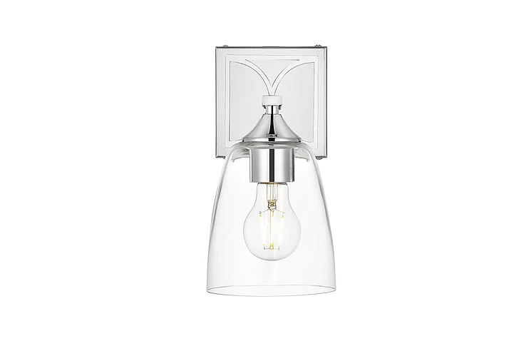 Elegant Harris 1 Light Chrome and Clear Bath Sconce LD7309W5CH CLOSEOUT