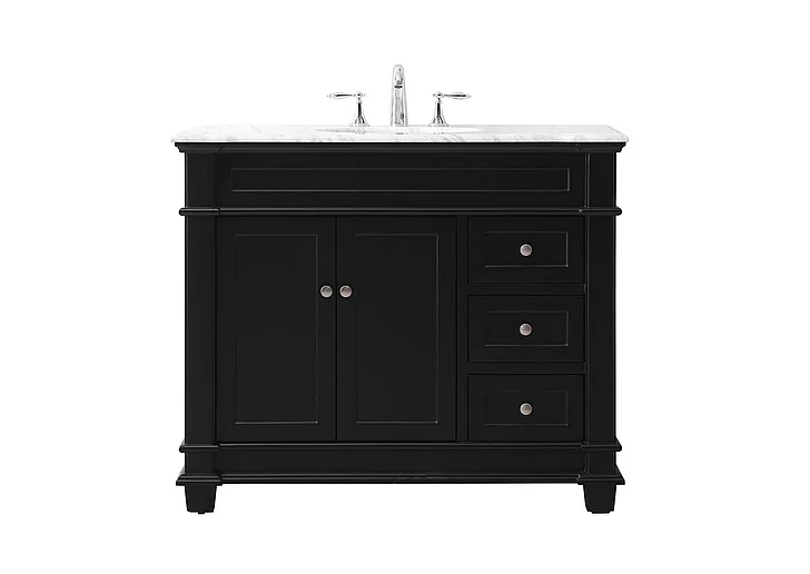 Elegant 42 In. Single Bathroom Vanity Set in Black VF50042BK