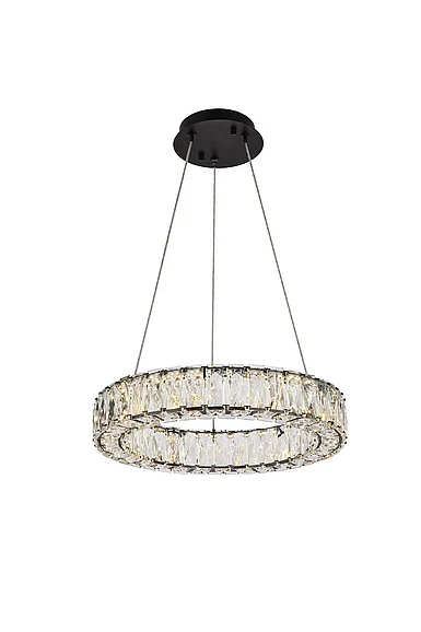 Elegant Monroe 17 In. Led Round Single Pendant in Black 3503D17BK