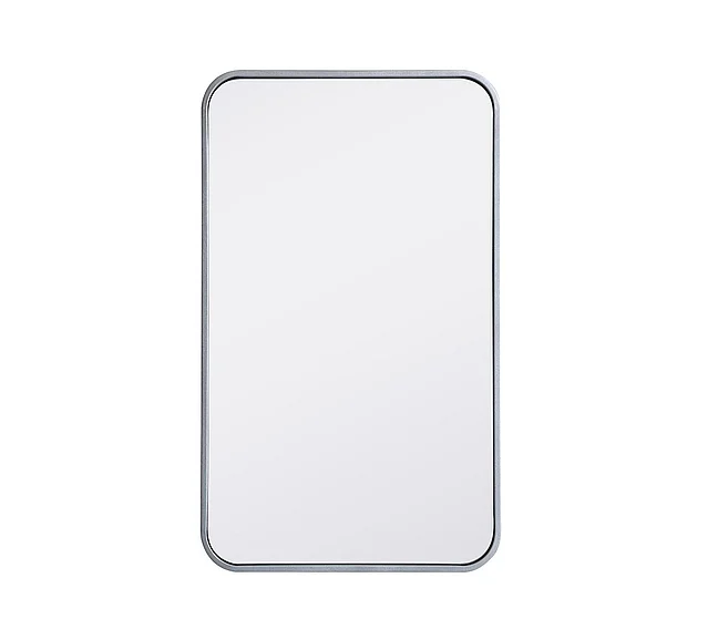 Elegant Soft Corner Metal Rectangular Mirror 18X30 In. in Silver MR801830S