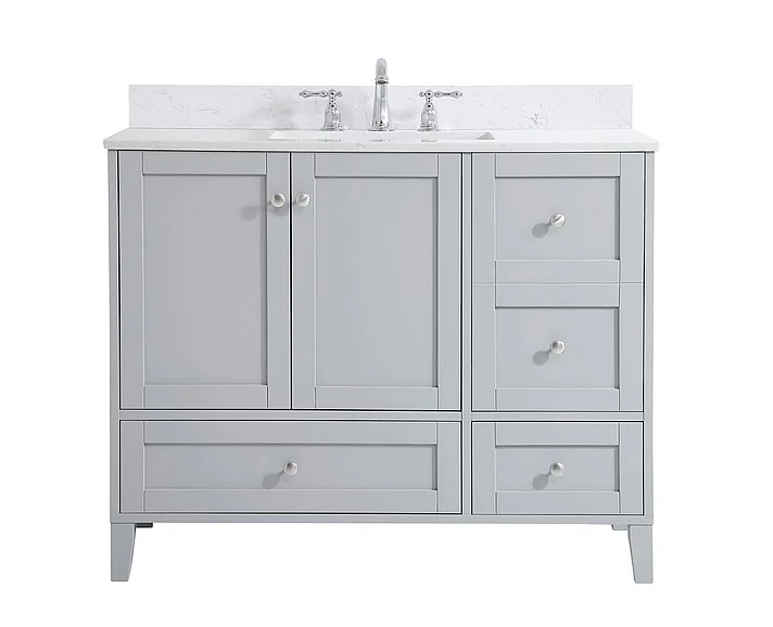 Elegant 42 In. Single Bathroom Vanity in Grey with Backsplash VF18042GR-BS
