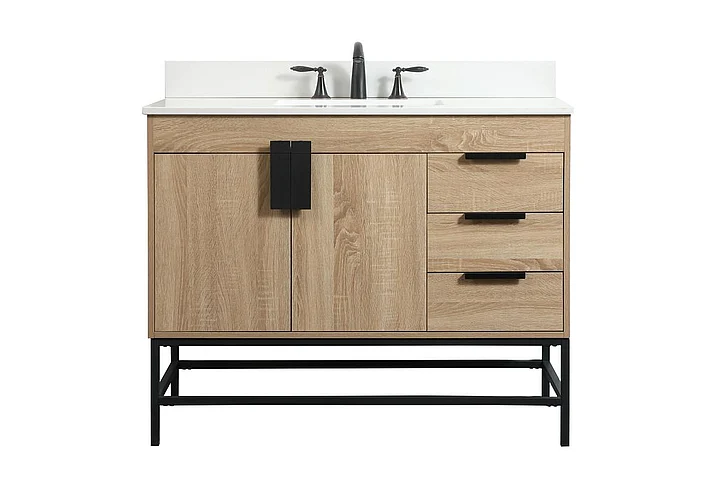Elegant 42 In. Single Bathroom Vanity in Mango Wood with Backsplash VF48842MW-BS