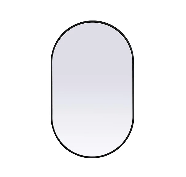 Elegant Metal Frame Oval Mirror 24X40 In. in Black MR2A2440BLK