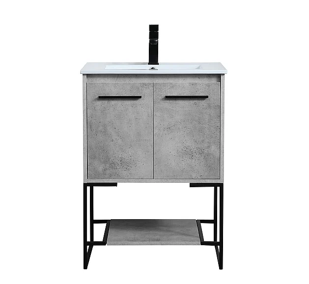 Elegant 24 In. Single Bathroom Vanity in Concrete Grey VF42024CG CLOSEOUT