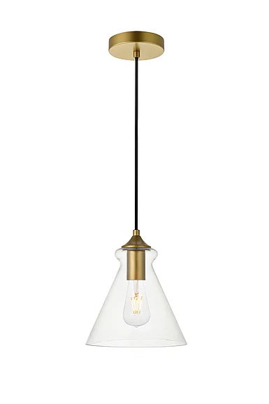 Elegant Destry 1 Light Brass Pendant with Clear Glass LD2244BR
