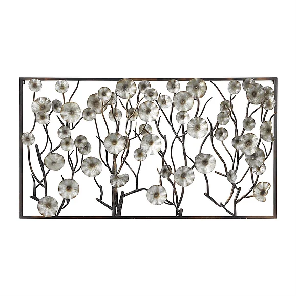 UMA Silver Metal Floral Wall Decor, 72" x 9" x 40" | 67054 CLOSEOUT