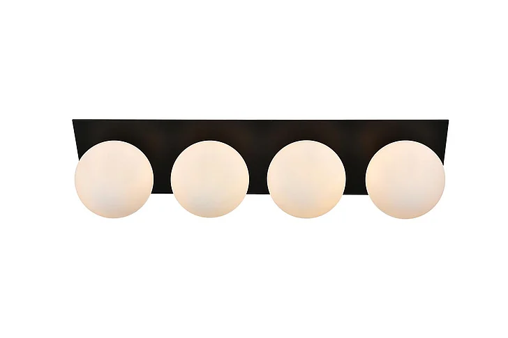 Elegant Jillian 4 Light Black and Frosted White Bath Sconce LD7304W29BLK CLOSEOUT