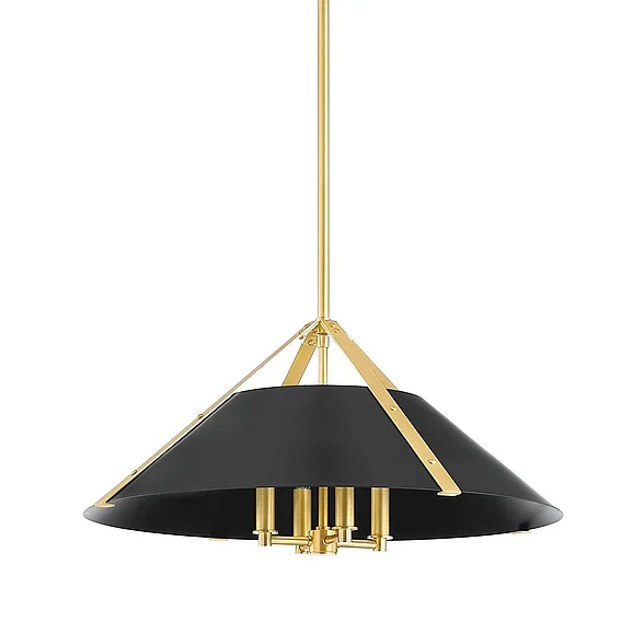 Hudson Valley Lighting Raymond Pendant in Aged Brass w/ Soft Black 6726-AGB/SBK
