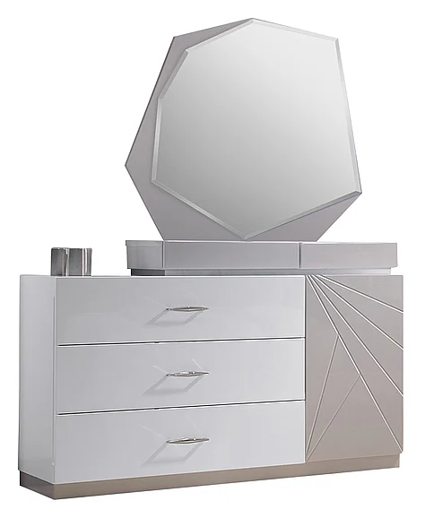 J&M Florence Dresser and Mirror in White and Taupe 17852-DM CLOSEOUT