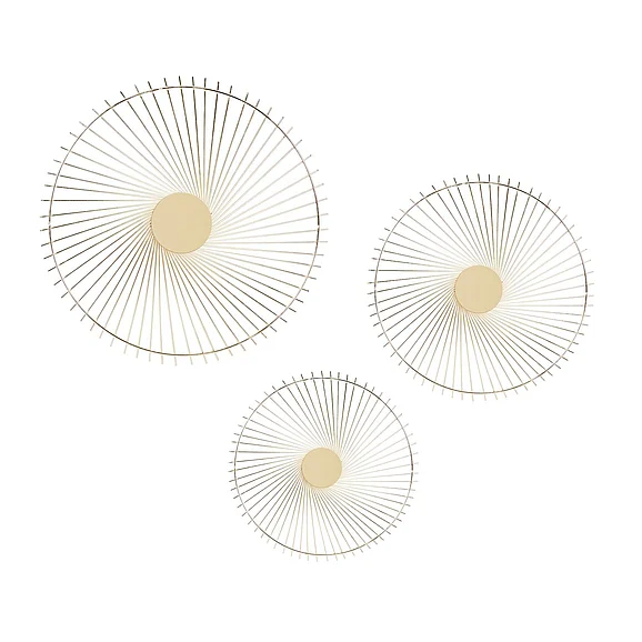 UMA Gold Metal Sunburst Radial Wall Decor, Set of 3 16, 18, 23H | 67420 CLOSEOUT
