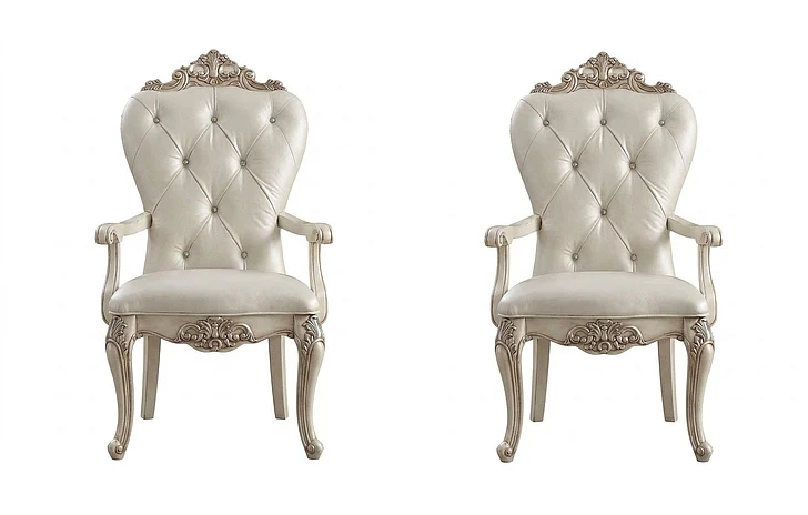 Acme Furniture Gorsedd Arm Chair (Set of 2) in Antique White 67443