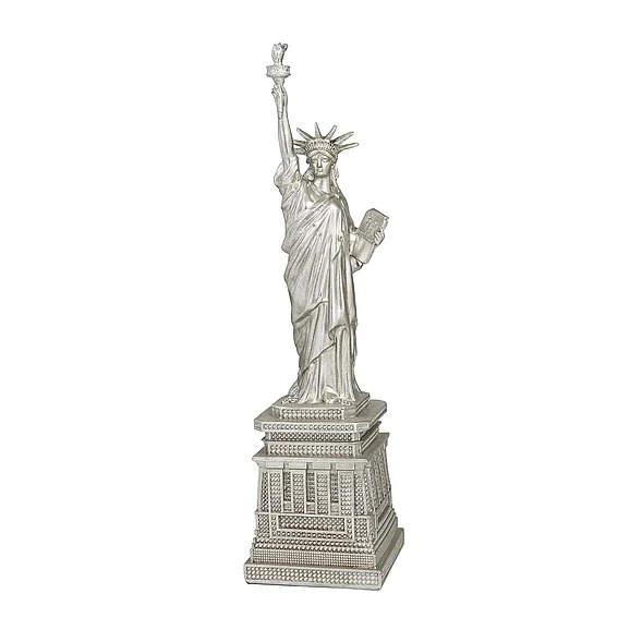 UMA Silver Polystone Statue of Liberty Decorative Sculpture, 5" x 5" x 17" | 67585 CLOSEOUT