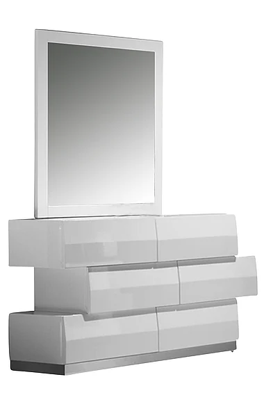 J&M Milan Dresser and Mirror in White Lacquer 17687-DM CLOSEOUT