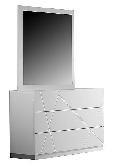 J&M Naples Dresser and Mirror in White Lacquer 17686-DM CLOSEOUT