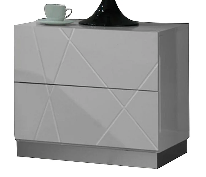 J&M Naples 2 Drawer Nightstand in White Lacquer 17686-NS CLOSEOUT