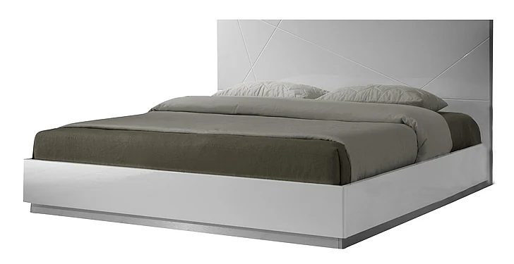J&M Naples Full Platform Bed in White Lacquer 17686-F CLOSEOUT