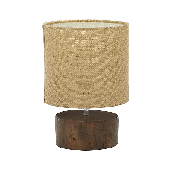 UMA Dark Brown Wood Room Table Lamp with Jute Shade, 10 x 10 x 14 | 67720