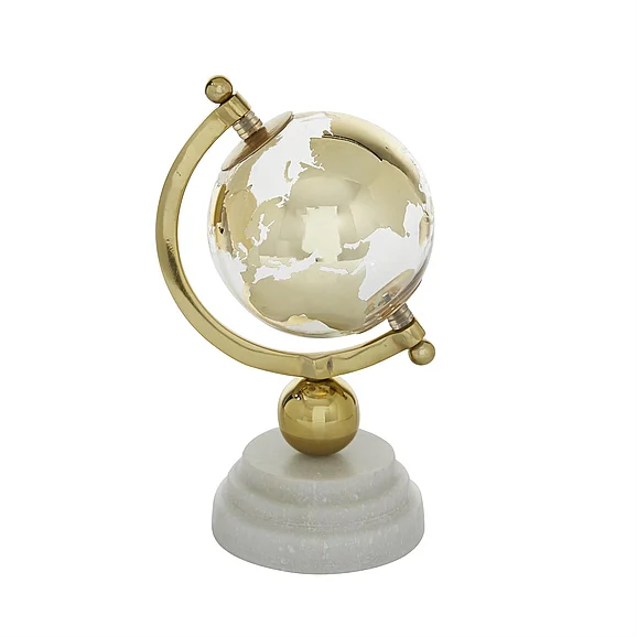 UMA Gold Marble Educational/Geographic Earth Globe with Marble Base and Tiered Base, 5" x 5" x 11" | 67782