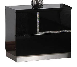 J&M Lucca Left Facing Nightstand in Black Lacquer 17685-NSL CLOSEOUT