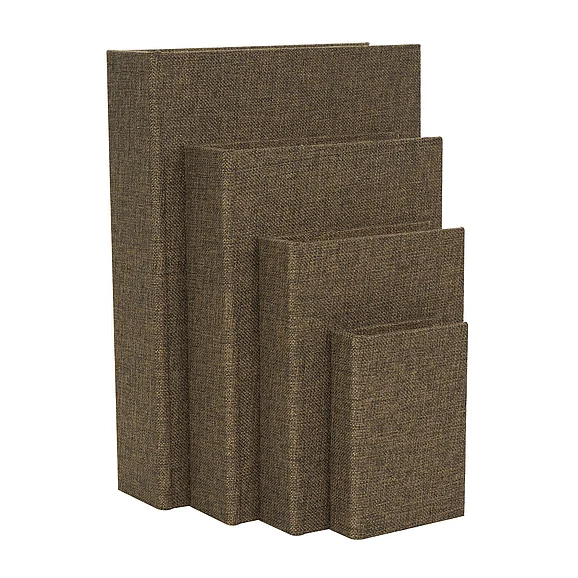 UMA Dark Brown Fabric Fabric Storage Decorative Box, Set of 4 15, 12, 9, 6H | 67840
