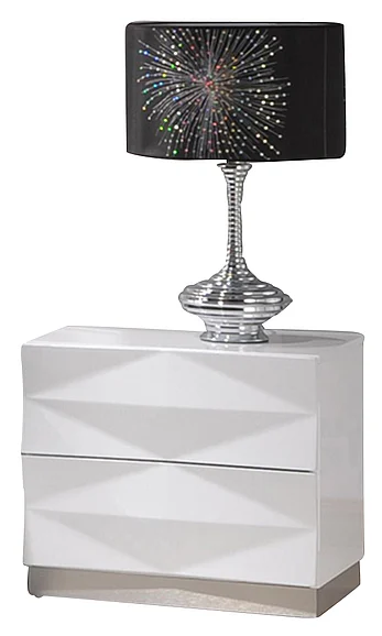 J&M Furniture Verona Nightstand in White Lacquer 17688-NS CLOSEOUT