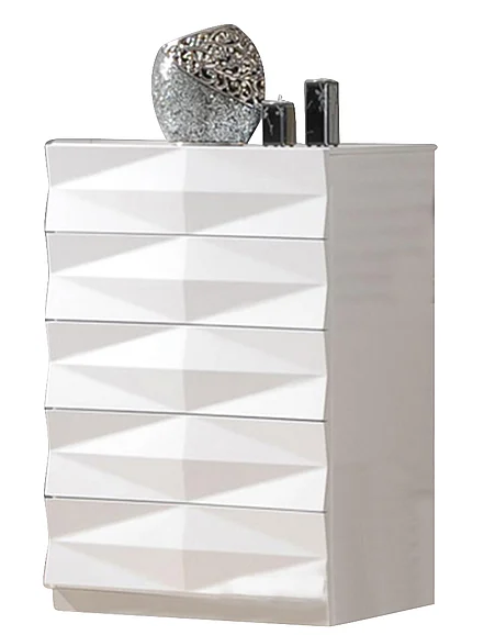 J&M Furniture Verona 5 Drawer Chest in White Lacquer 17688-C CLOSEOUT