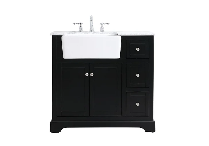 Elegant 36 In. Single Bathroom Vanity in Black VF60236BK