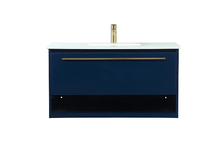 Elegant 36 In. Single Bathroom Vanity in Blue VF43536MBL CLOSEOUT
